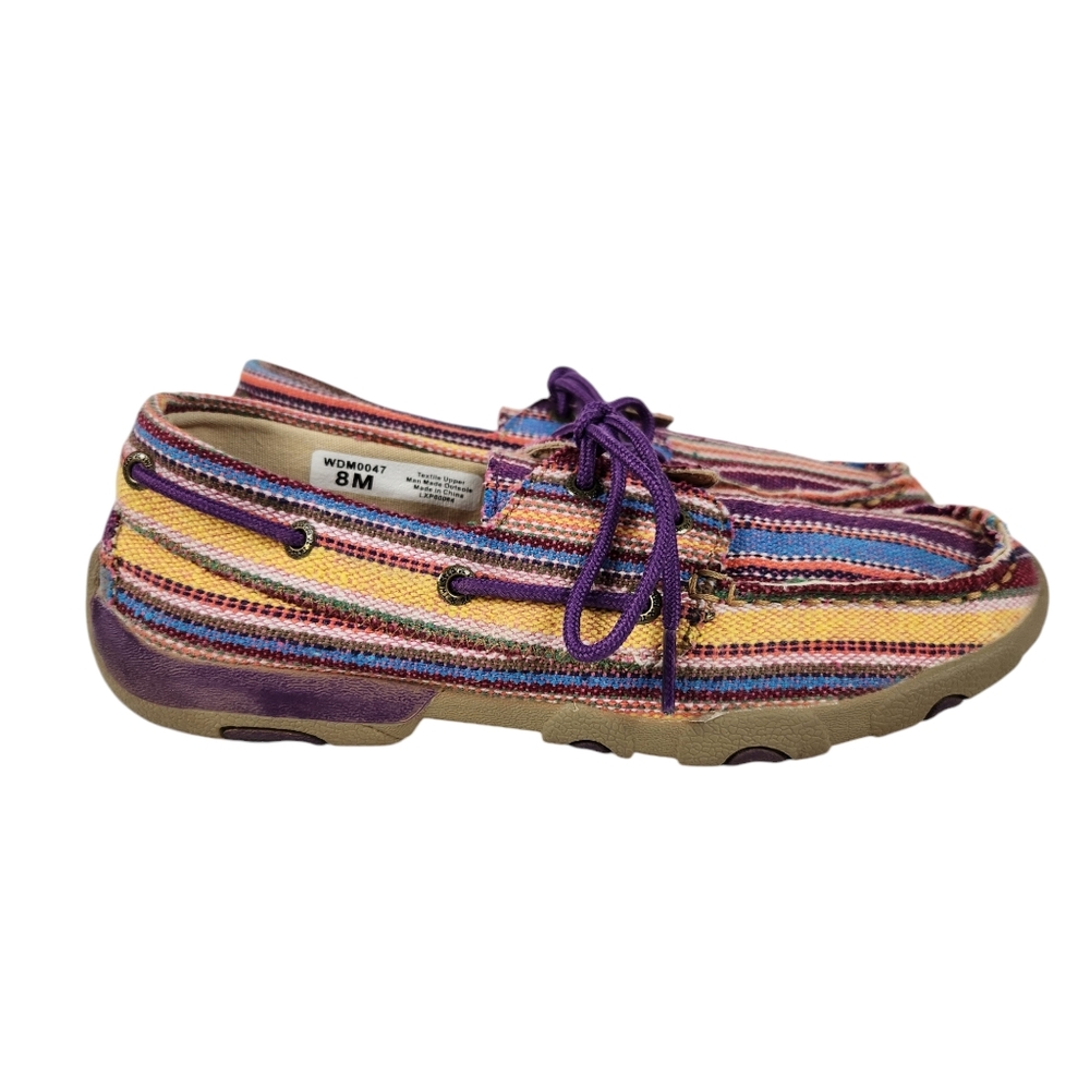 Twisted X Purple Serape Western Boat Deck Casual Lace Up Shoes Women's Size 8 - Picture 3 of 12
